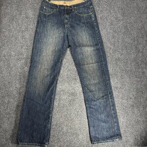 A.Tiziano Jeans Mens 34 Cotton Straight Leg Pockets Grunge Wash Zip Fly Logo
